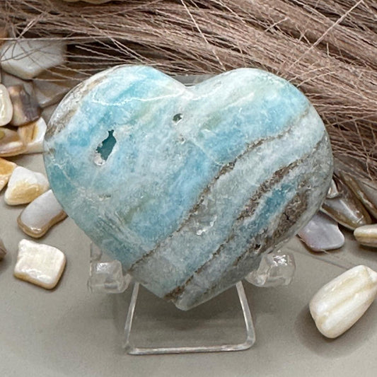 💙 Blue Aragonite Heart Carving
