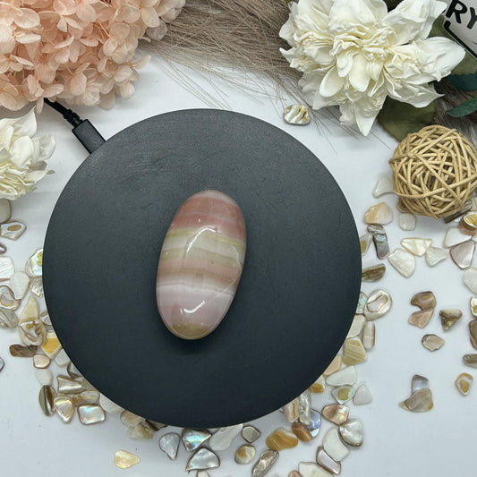 Pink Banded Onyx Palm Stone