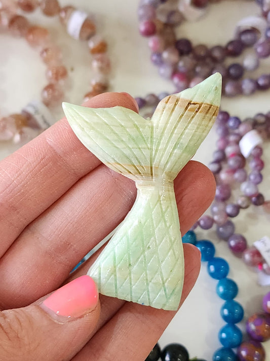 🧜Caribbean Calcite Mermaid Tail Carvings