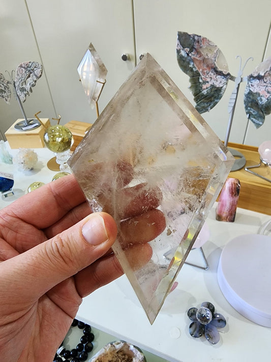 💎Smoky Quartz Diamond Carving + Stand