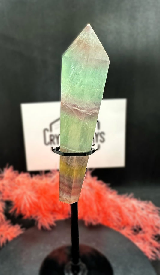 Rainbow Fluorite Wand + Stand