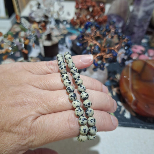 🖤Dalmatian Jasper Bracelet 6mm Beads