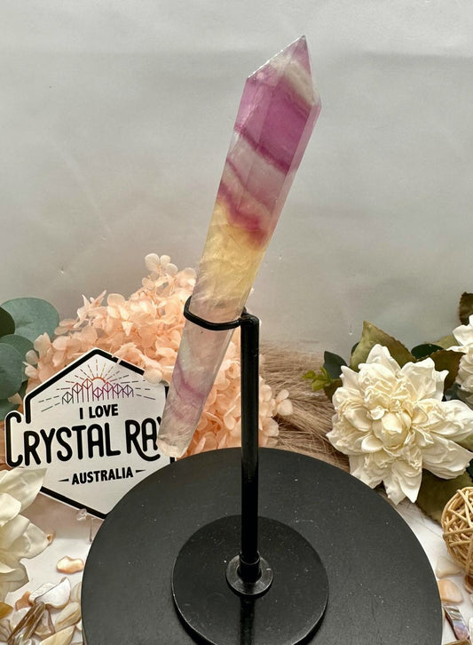 Rainbow Fluorite Wand + Stand