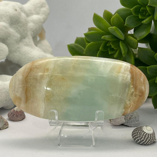 Caribbean Blue Calcite Palm Stone