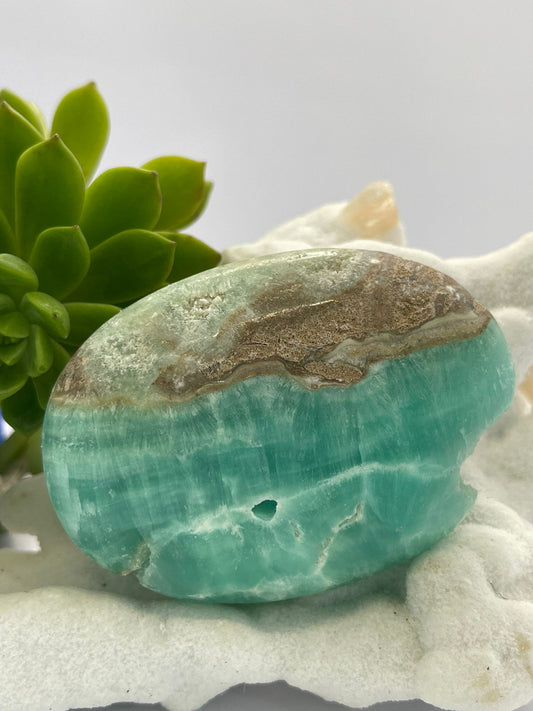 Blue Aragonite A Grade Palm Stone