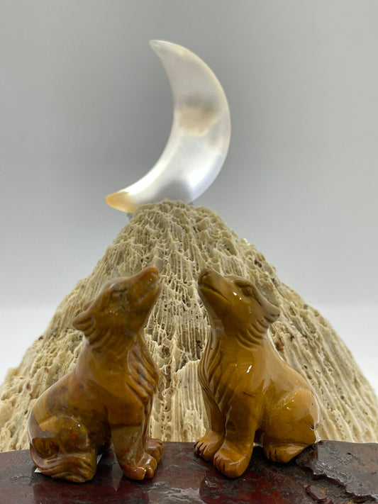 🐺Jasper Small Wolf Carving