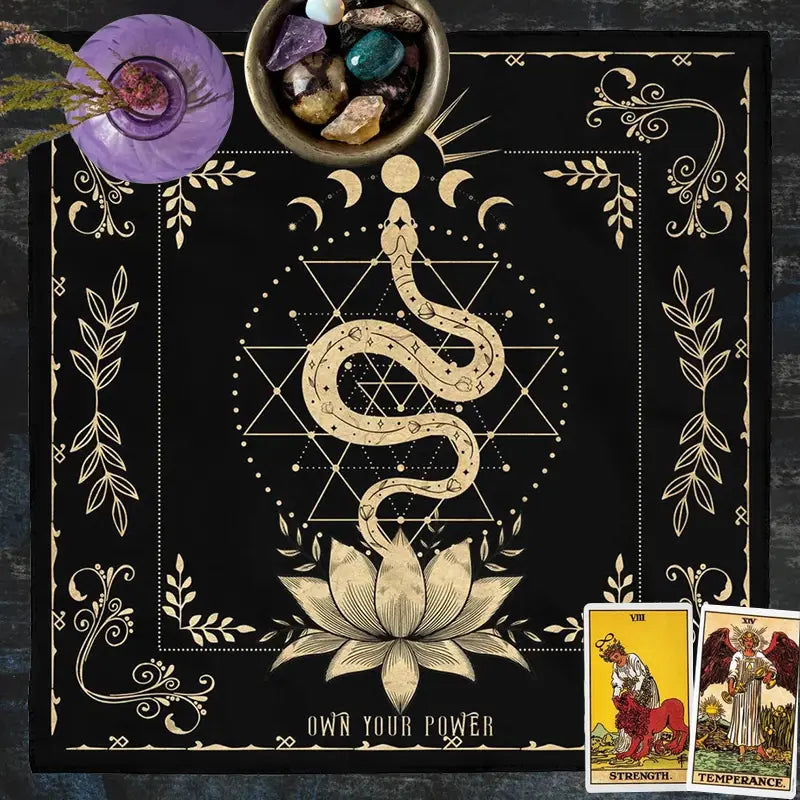 Tarot Reading Mat Snake & Moon Design II | Lunar Wisdom Tarot Altar Mat ...