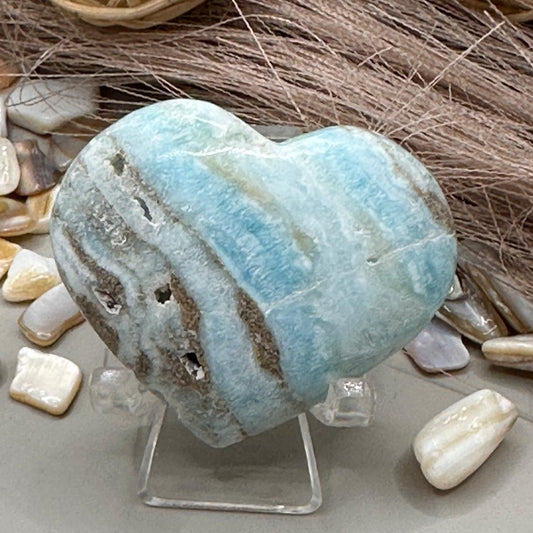 💙 Blue Aragonite Heart Carving