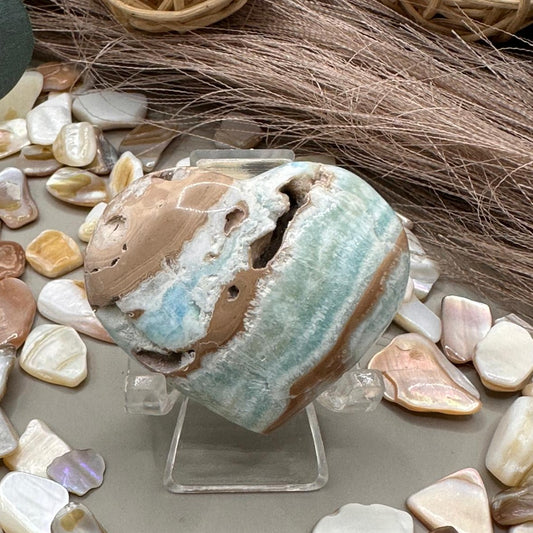 💙 Blue Aragonite Heart carving