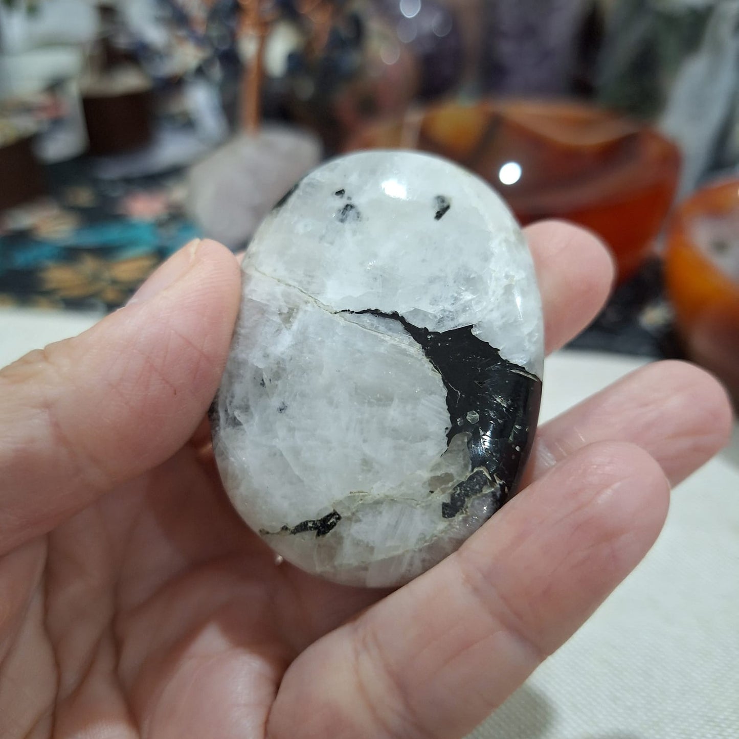 Rainbow Moonstone Palm Stone