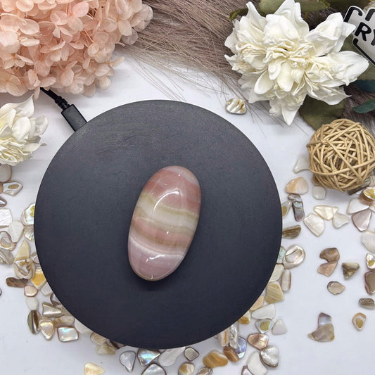 Pink Banded Onyx Palm Stone