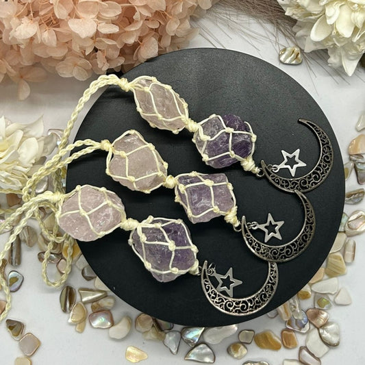 Amethyst & Rose Quartz Hanger with Charms