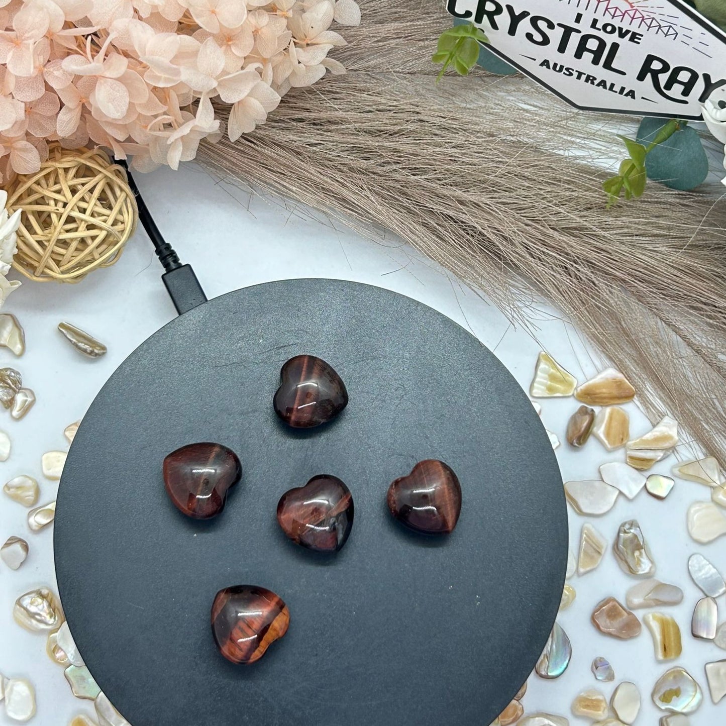 Red Tiger Eye Mini Hearts
