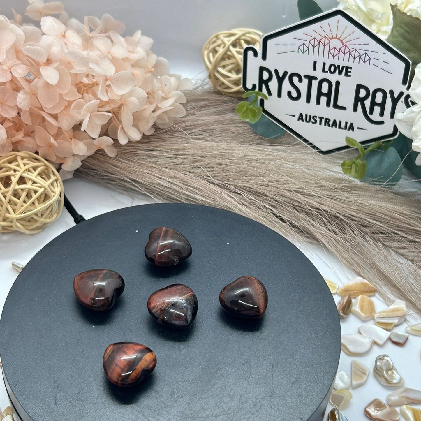 Red Tiger Eye Mini Hearts