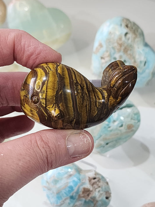 🐋Tiger’s Eye Whale Carving