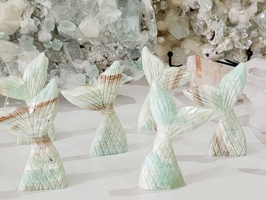 🧜Caribbean Calcite Mermaid Tail Carvings