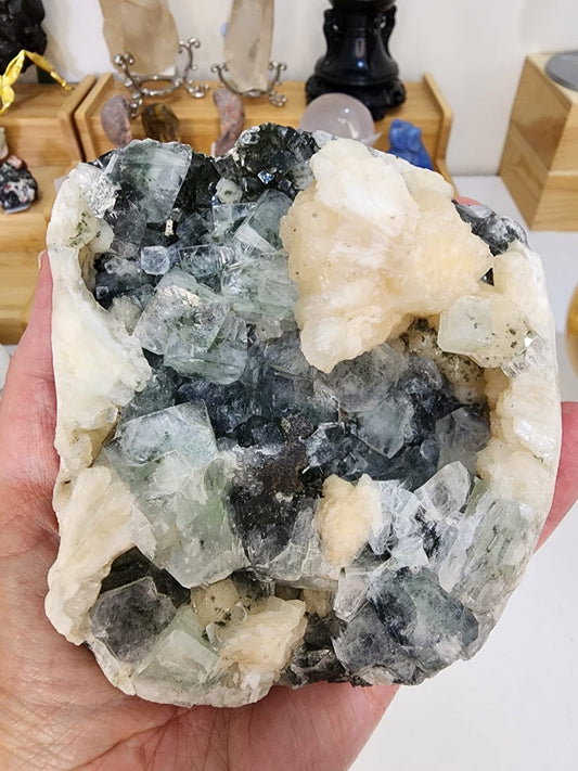 Apophyllite, Stilbite & Black Chalcedony, Zeolite Specimen