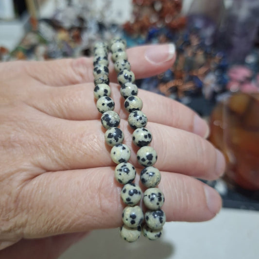 🖤Dalmatian Jasper Bracelet 6mm Beads
