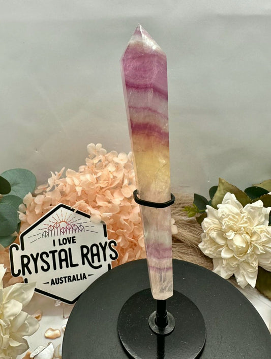 Rainbow Fluorite Wand + Stand