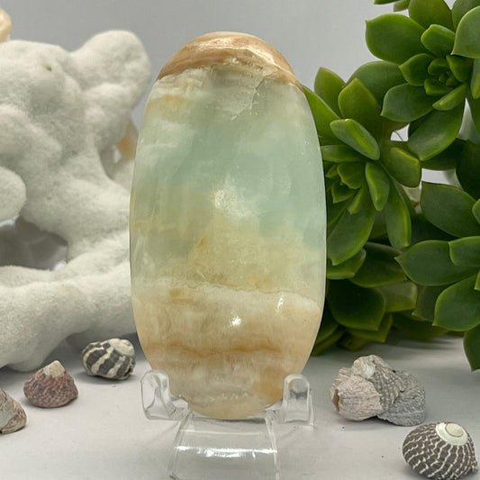 Caribbean Blue Calcite Palm Stone